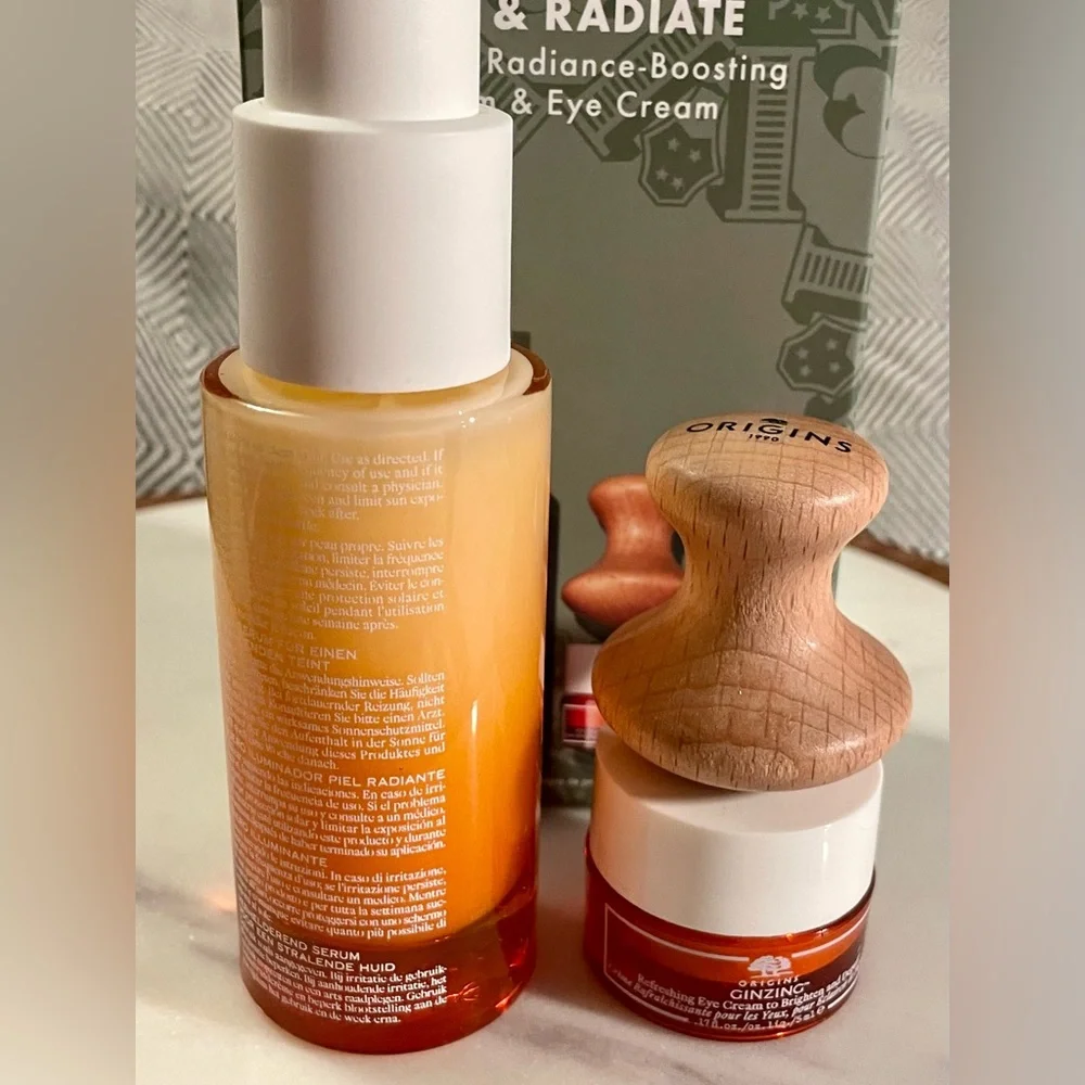 Origins | Rise & Radiate GinZing Radiance-Boosting Serum & Eye Cream Set - NIB